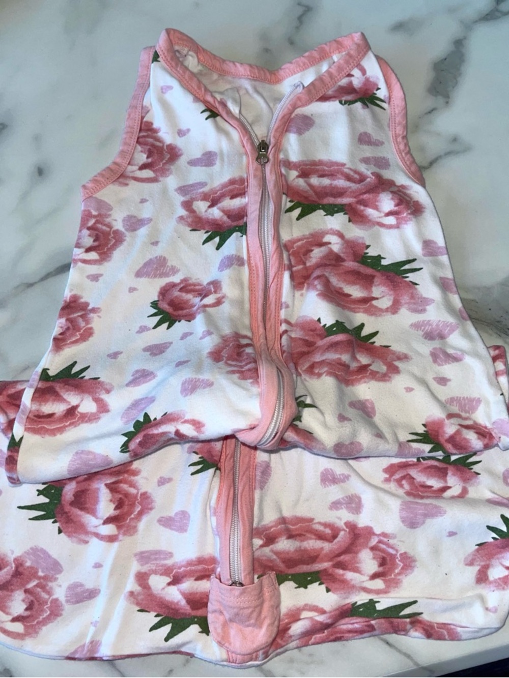 Pink Floral Zip-Front Kids Pajamas